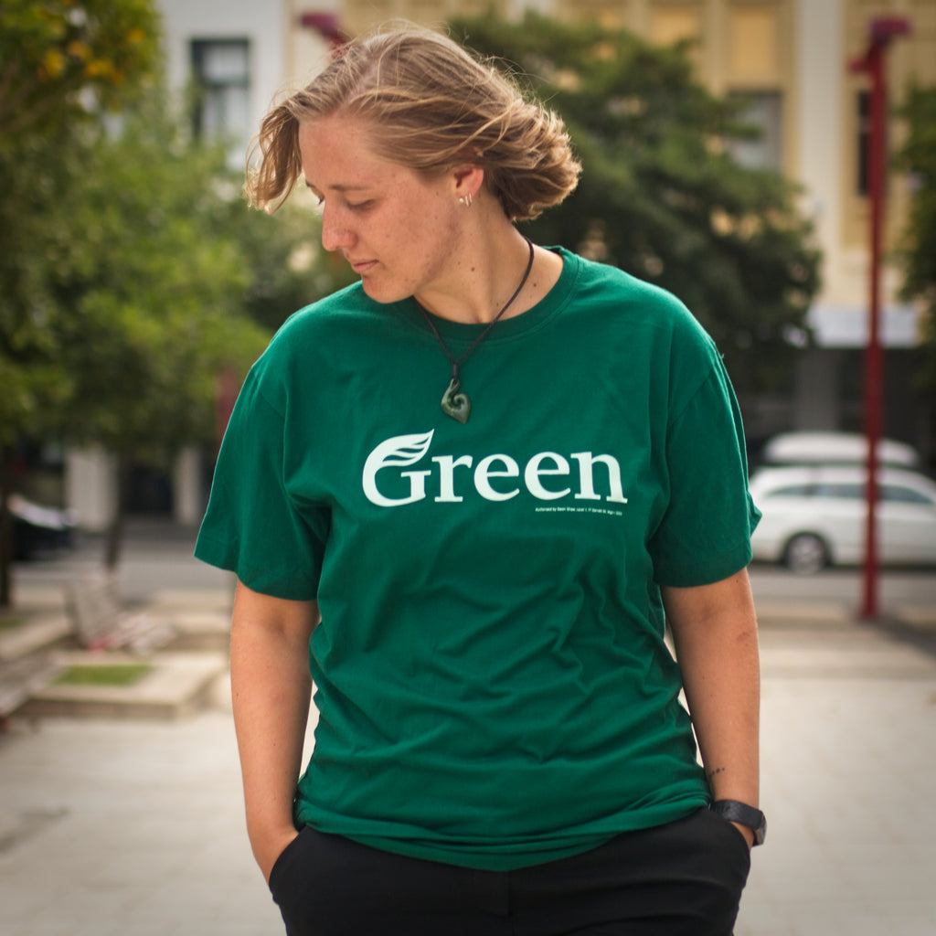 Green Party Logo T shirt Dark Green NZ Made