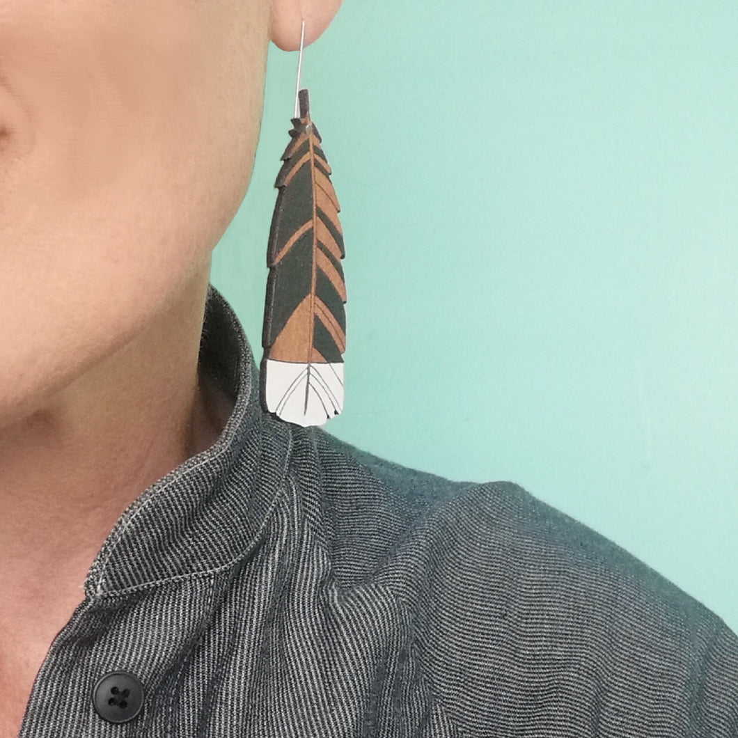 Huia Feather Rimu Earrings